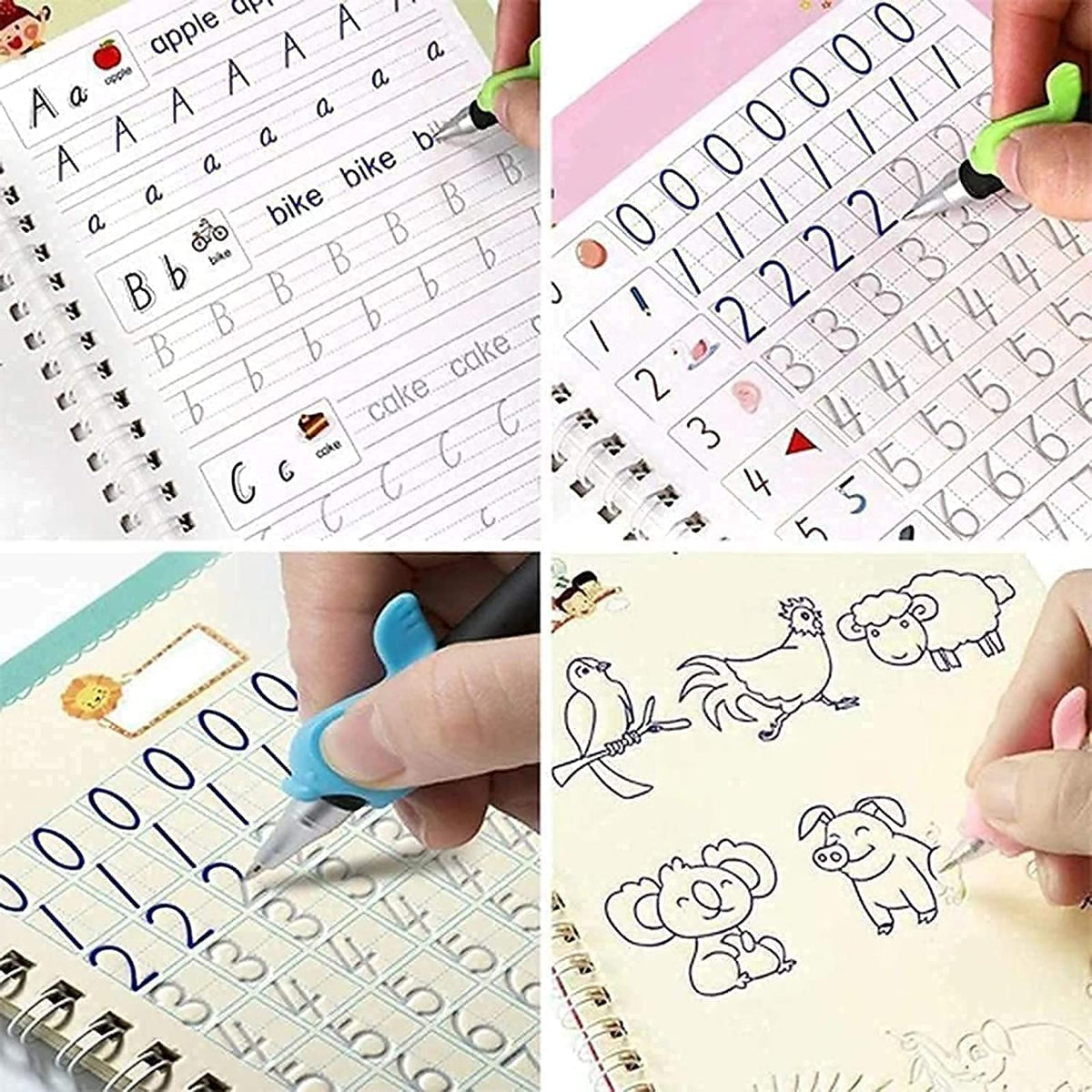 Sank Magic Practice Copybook – Screen-Free Handwriting Practice for Kids | 4 Books, Pen, Grip & 10 Refills ✍️