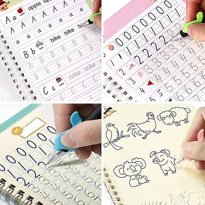 Sank Magic Practice Copybook – Screen-Free Handwriting Practice for Kids | 4 Books, Pen, Grip & 10 Refills ✍️