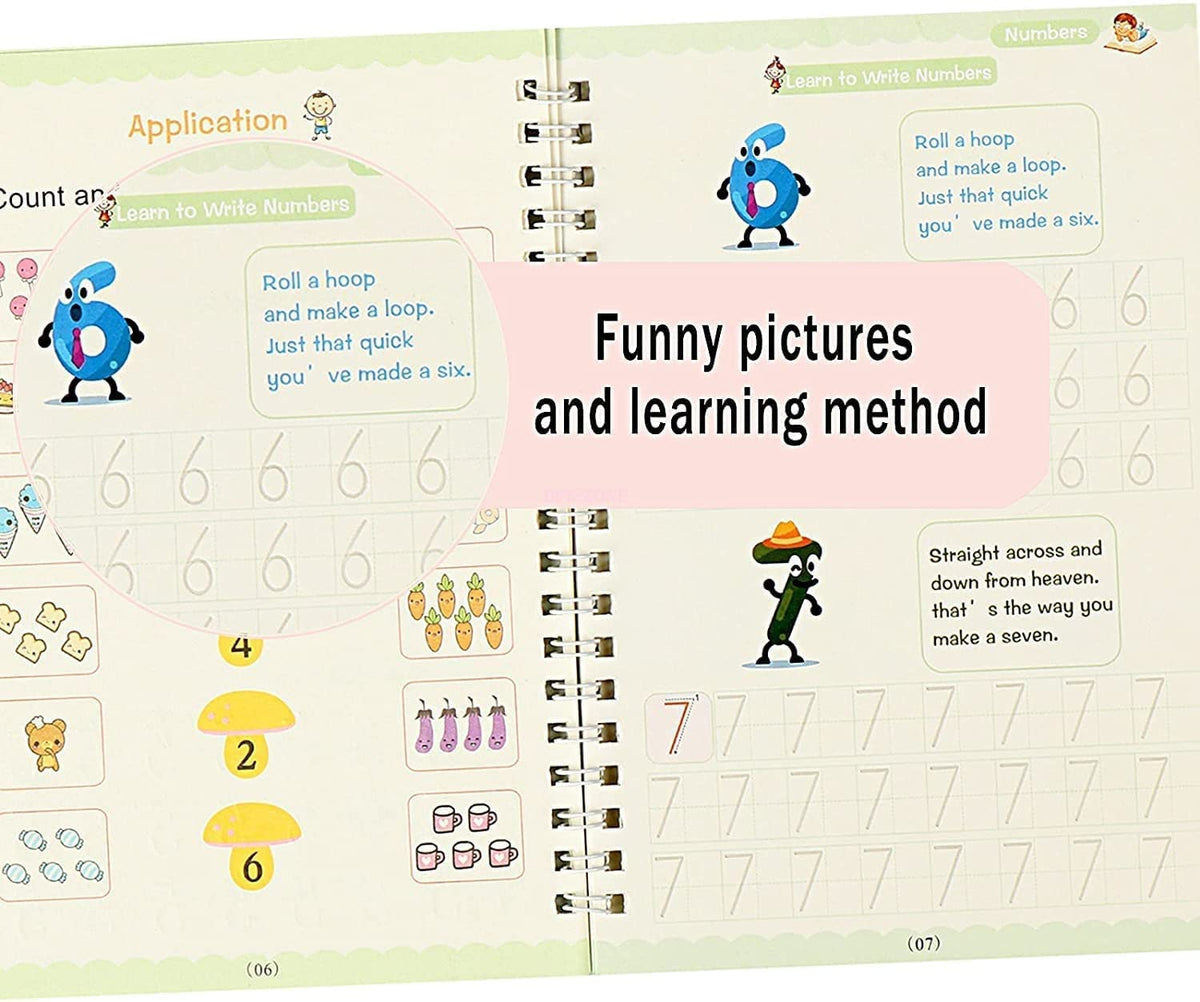 Sank Magic Practice Copybook – Screen-Free Handwriting Practice for Kids | 4 Books, Pen, Grip & 10 Refills ✍️